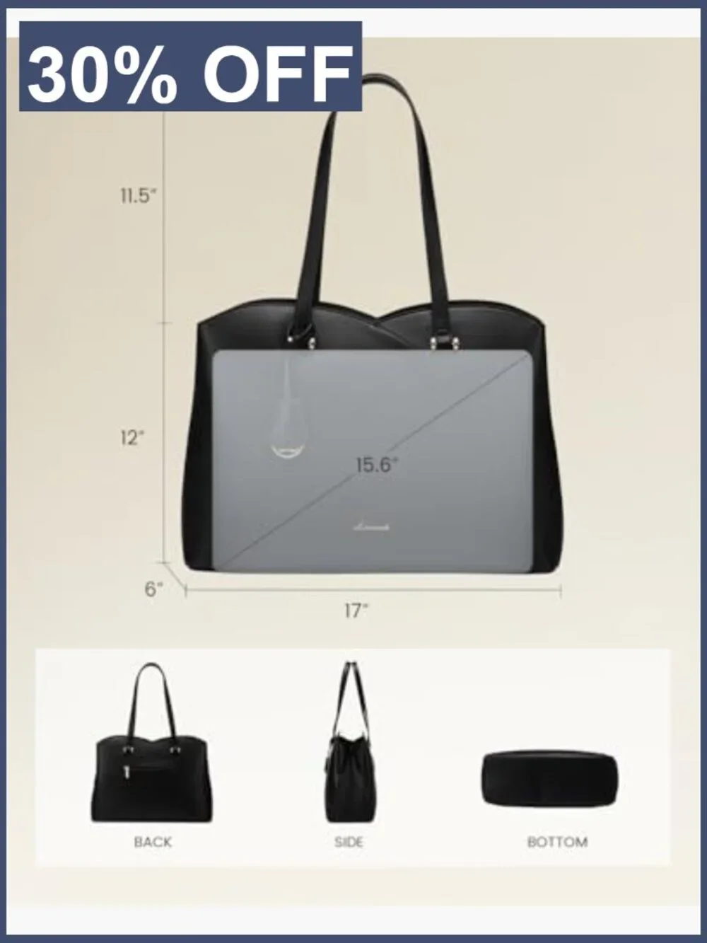 Large Laptop Tote Bag for Women Leather Work Satchel 15.6